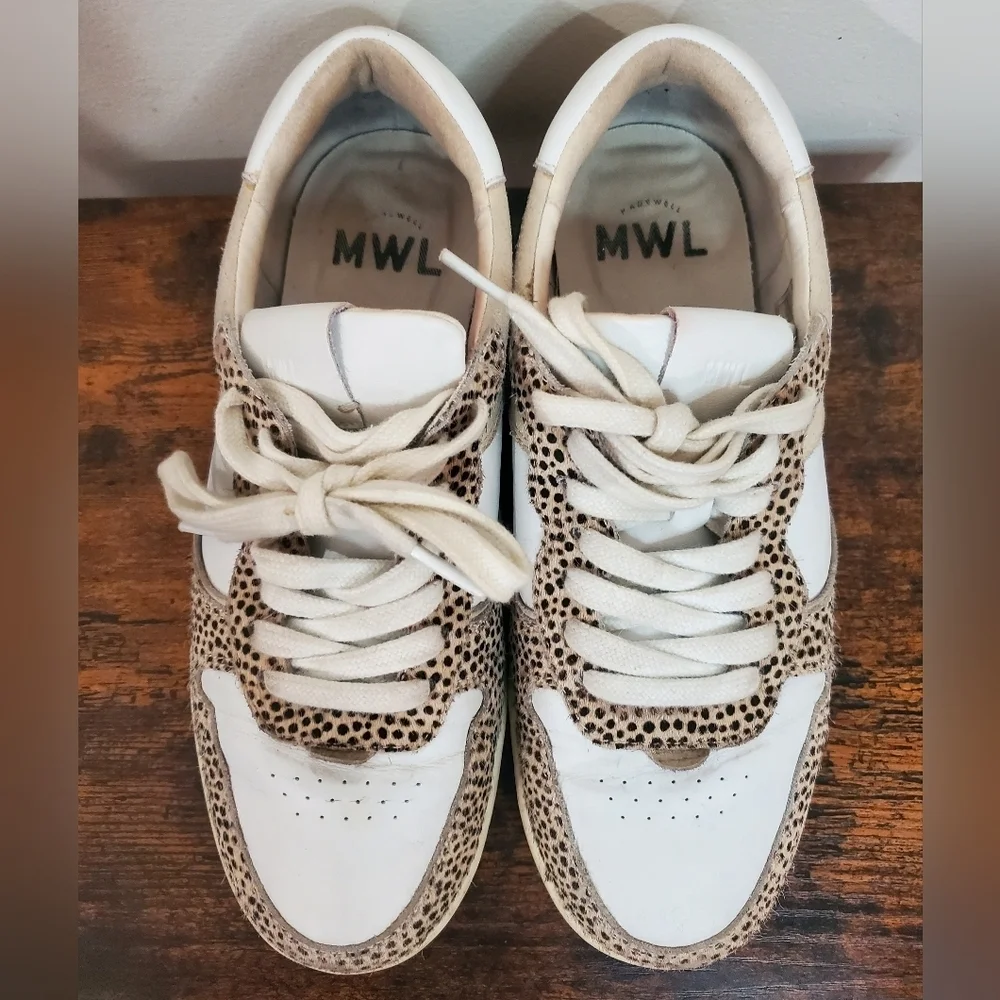 Madewell Court Sneakers Spotted Calf Hair Size 8 Sand Beige